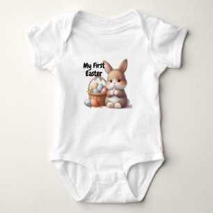 Body Para Bebé Mi primera Pascua con conejo de Pascua y canasta