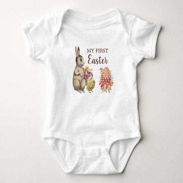 Body Para Bebé Mi primera ropa de bebé para Pascua conejito vinta (Anverso)