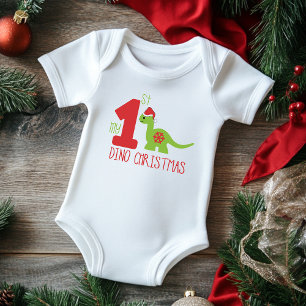 Body Para Bebé Mi Primera Tipografía De Navidad Dinosaurio Lindo 