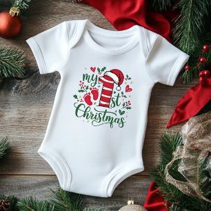 Body Para Bebé Mi primera tipografía de Navidad Gorro de Santa Cl