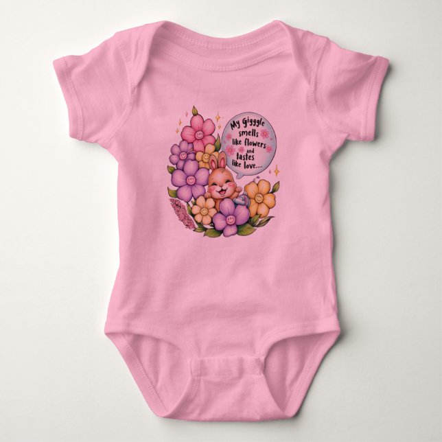 Body Para Bebé Mi risita huele a flores y sabe a amor (Anverso)