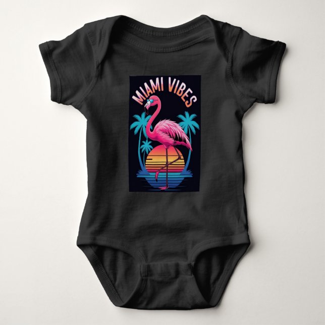 Body Para Bebé Miami Vibes Summer Flamingo Design-63454 (Anverso)