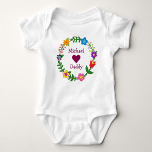 Body Para Bebé Michael Ama A Daddy Elegant Flores Personalizar