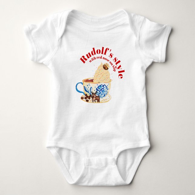 Body Para Bebé Mikitiez rudolf navidades de renos rojos cereza (Anverso)