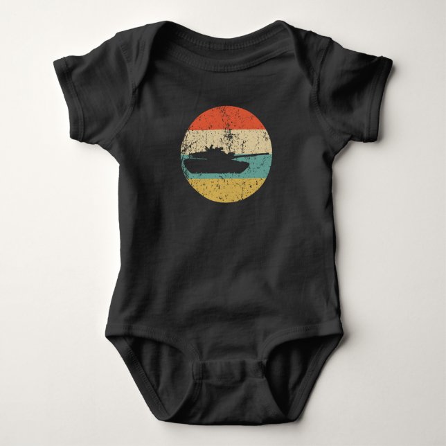 Body Para Bebé Militar tanque Silhouette Retro Militar (Anverso)