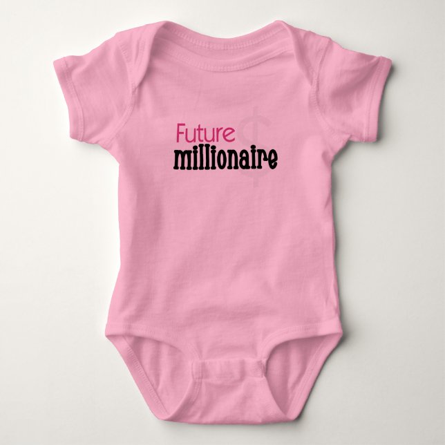 Body Para Bebé Millonario futuro rosado (Anverso)