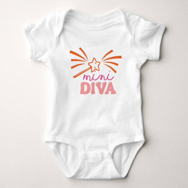 Body Para Bebé Mini Diva Cute Baby Typografía (Anverso)