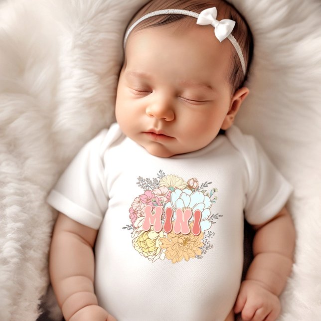 Body Para Bebé Mini Flores Retro mami y yo coincidentes (Matching Mommy and me Mini Retro Flowers Baby Bodysuit)