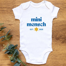 Body Para Bebé "Mini Mensch" Cute Funny Niño Judío Moderno Elegan