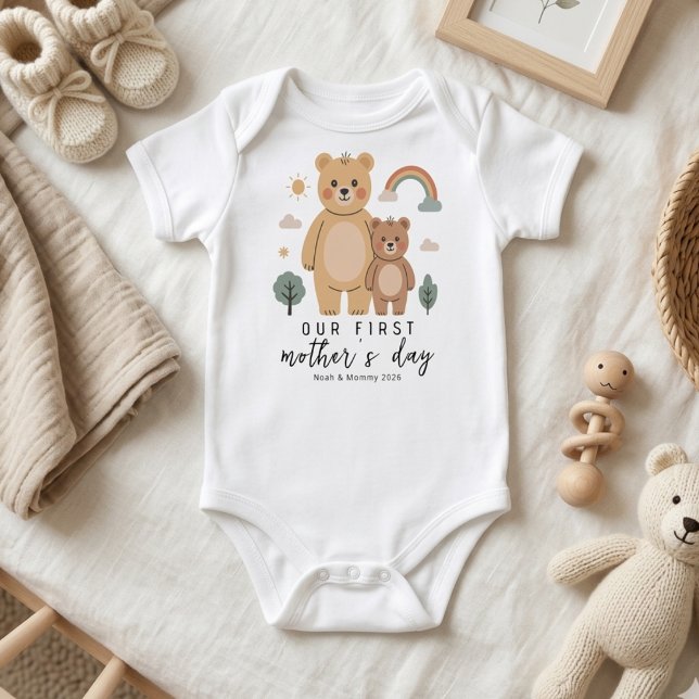 Body Para Bebé Minimal Bear Mom Baby First Mothers Day (Subido por el creador)