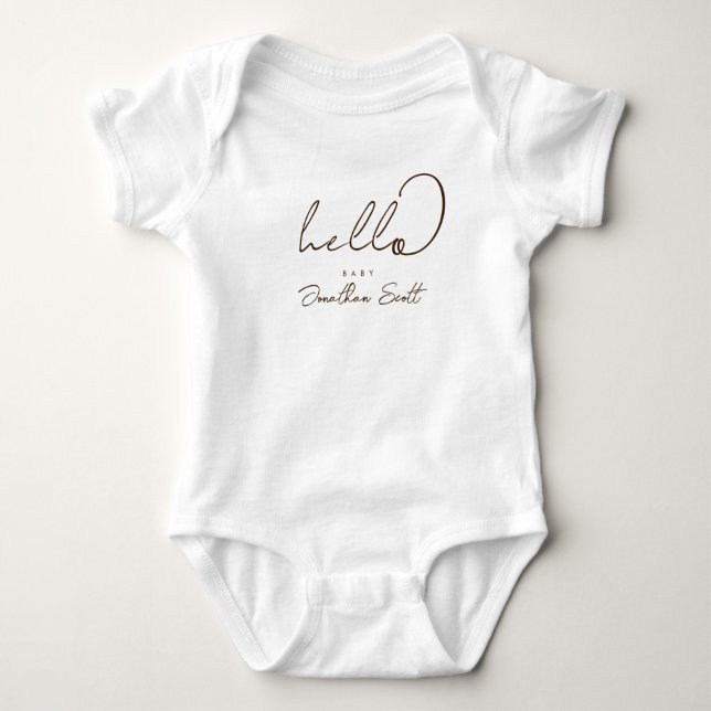 Body Para Bebé Minimal Scripted Hello Baby  (Anverso)