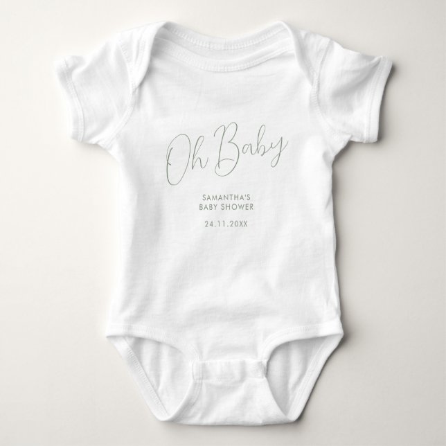 Body Para Bebé Minimalist Script Sage Green Oh Baby gift (Anverso)