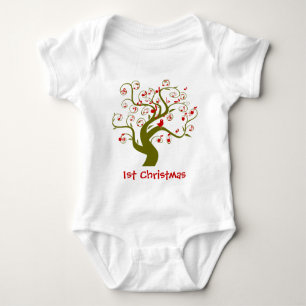 Body Para Bebé Mis 1.ᵉʳ Navidad Cute Árbol De Pájaros