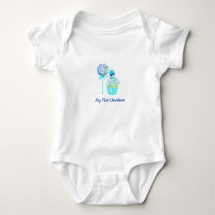Body Para Bebé Mis primeras piruletas azules de Navidad