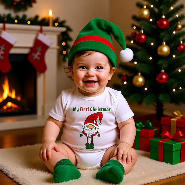 Body Para Bebé 🎄 Mis primeros Navidades con Santa Cuta (🎄 My 1st Christmas with Cute Santa Baby Bodysuit)