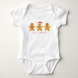 Body Para Bebé Mis primeros Navidades Gingerbread Men Santa Hat