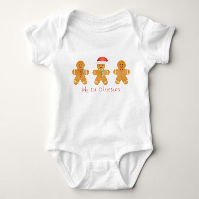 Body Para Bebé Mis primeros Navidades Gingerbread Men Santa Hat (Anverso)