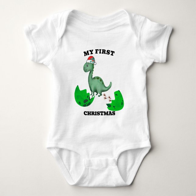 Body Para Bebé Mis primeros navidades navideños de niños de dinos (Anverso)