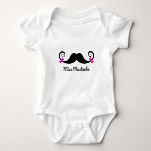 Body Para Bebé Miss diseño de Mustache con arcos rosados