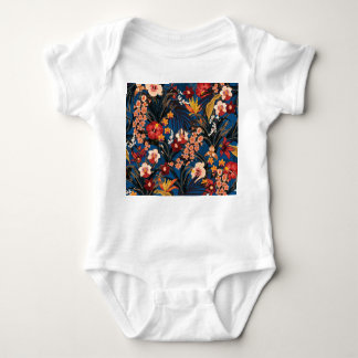 Body Para Bebé Moda de la jungla: azul oscuro exótico.