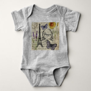 Body Para Bebé moda french butterfly scripts paris eiffel tower