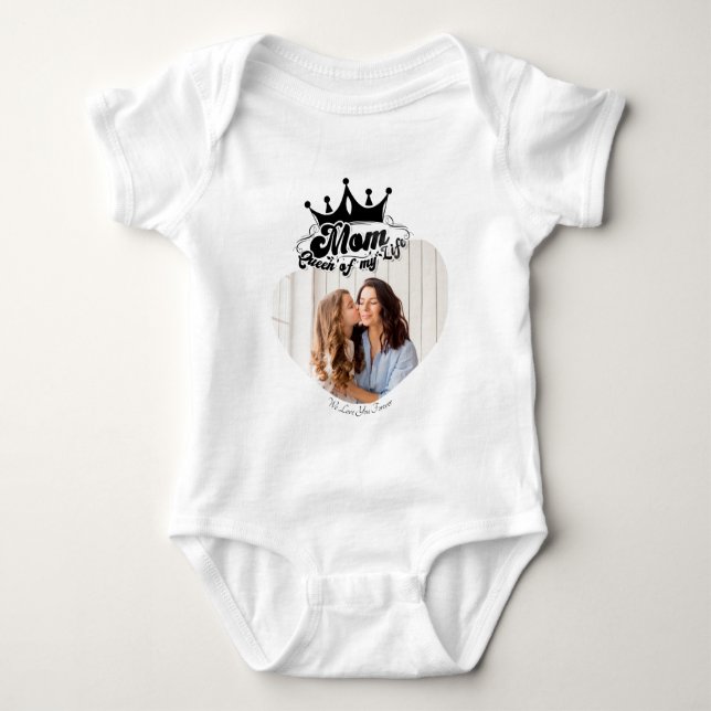 Body Para Bebé Modern Black Crown, MOM Queen of my life  (Anverso)