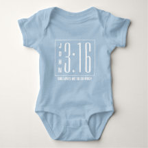 Modern Blue John 3:16 Christian Baby Bodysuit