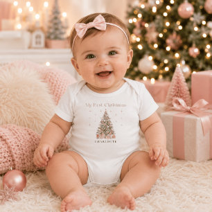 Body Para Bebé Modern Blush Mi Primer Navidad – Personalizado