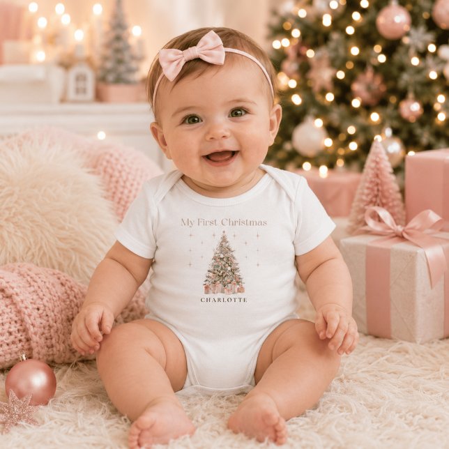 Body Para Bebé Modern Blush Mi Primer Navidad – Personalizado (Subido por el creador)