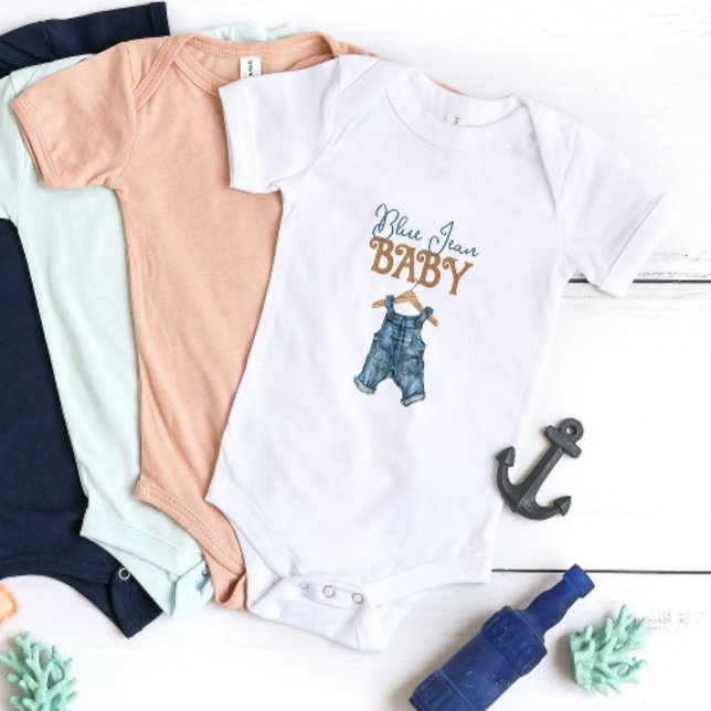 Body Para Bebé Modern Denim Boy Blue Jean Baby Shower (Subido por el creador)