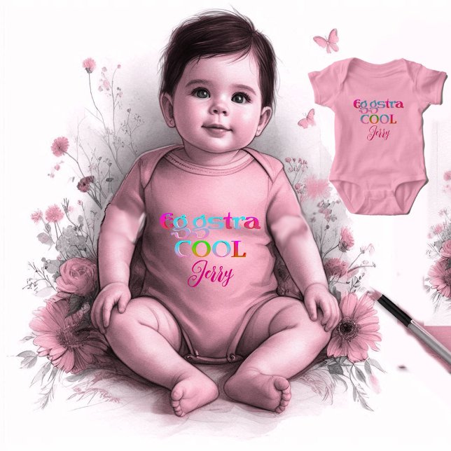 Body Para Bebé Moderna caligrafía Huevo-estrella Guay Semana Sant (Modern Calligraphy Egg-stra Cool Easter Baby Cute Baby Bodysuit)