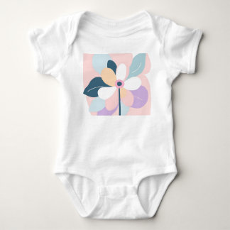 Body Para Bebé Moderno Floral Abstracto Retro Pastel