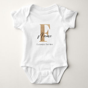 Body Para Bebé Moderno Monogramado Inicial F & Name Personalizado