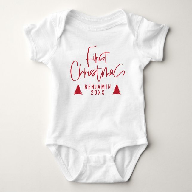 Body Para Bebé moderno y elegante bebé primera navidad (Anverso)