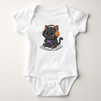 Body Para Bebé Modo de juego y gato negro cutáneo y espeluznante