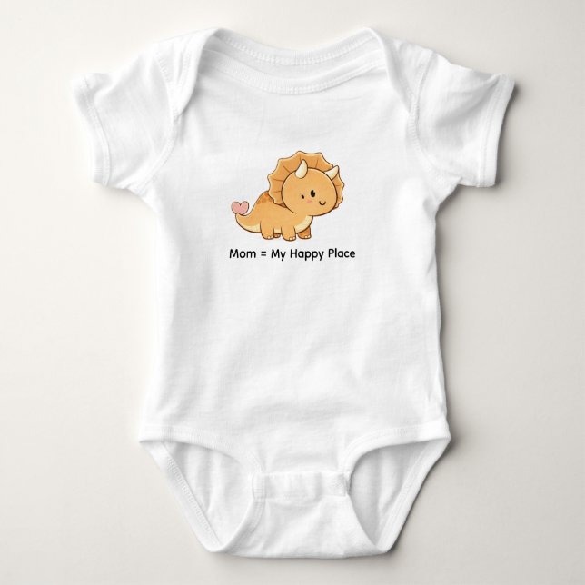Body Para Bebé Mom = My Happy Place – Cute Baby Triceratops Illus (Anverso)