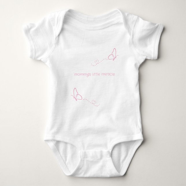 Body Para Bebé "mommy's little miracle" Pink Butterflies (Anverso)