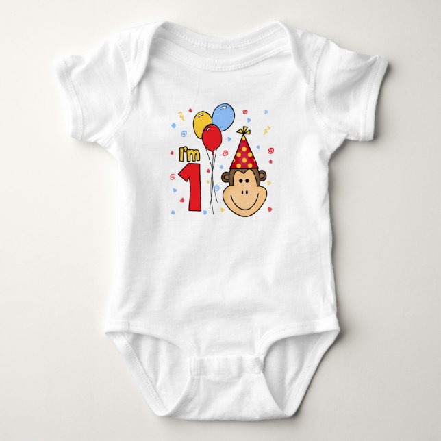 Body Para Bebé Monkey Face Primer Cumpleaños (Anverso)