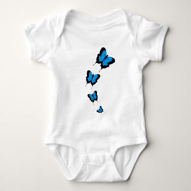 Body Para Bebé Mono azul de la mariposa del niño (Anverso)