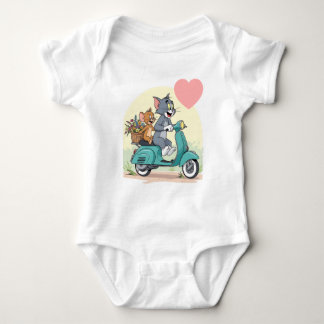 Body Para Bebé Mono blanco con hermoso diseño de Tom Jerry