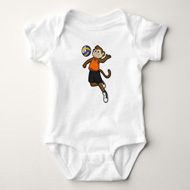 Body Para Bebé Mono como jugador de voleibol con voleibol (Anverso)