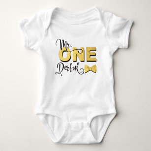 Body Para Bebé Mono de la camiseta de Sr. Onederful del oro