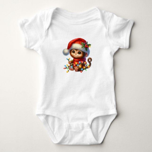 Body Para Bebé Mono de Navidades curiosos (Anverso)
