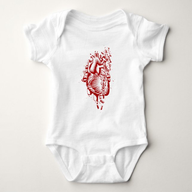 Body Para Bebé Mono de una pieza infantil del bebé del corazón (Anverso)