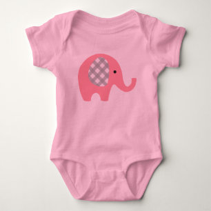 Body Para Bebé Mono del bebé con el elefante rosado/los oídos