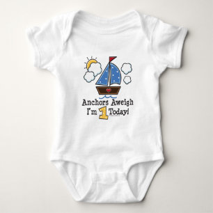 Body Para Bebé Mono del bebé del cumpleaños del velero Aweigh d