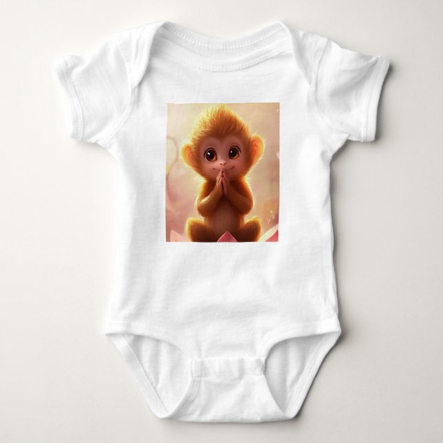 Body Para Bebé Mono juguetón en Lotus - Baby Bodysuit (Anverso)