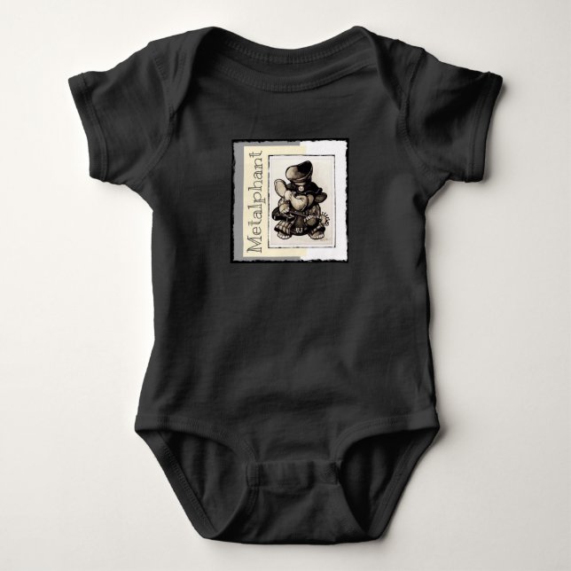 Body Para Bebé Mono metalizado del bebé de Metalphant - negro (Anverso)