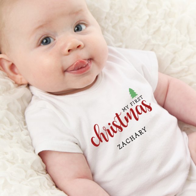 Body Para Bebé Mono Mi Primer Navidad Nombre (Cute My First Christmas Name Baby Bodysuit)