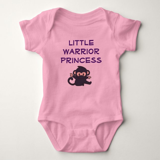 Body Para Bebé Mono Ninja, Personalizado gracioso de la princesa  (Anverso)